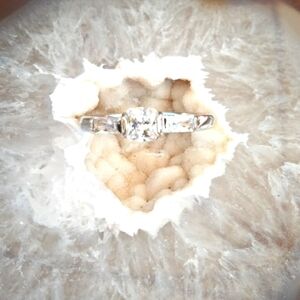 Square & Rectangle CZ 18k white GP Ring.